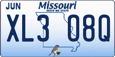 MO license plate XL3O8Q