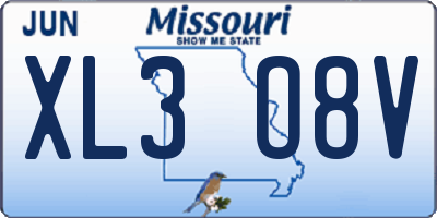 MO license plate XL3O8V