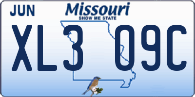 MO license plate XL3O9C
