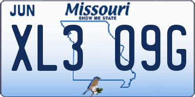 MO license plate XL3O9G