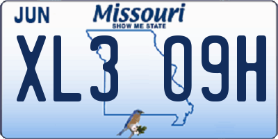 MO license plate XL3O9H