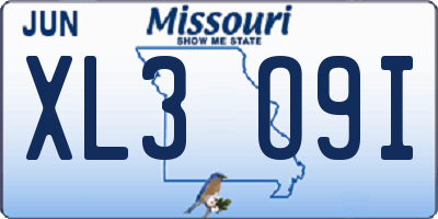 MO license plate XL3O9I