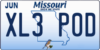 MO license plate XL3P0D