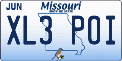 MO license plate XL3P0I