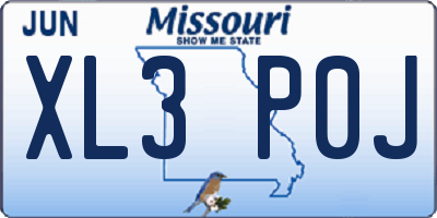 MO license plate XL3P0J
