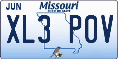 MO license plate XL3P0V