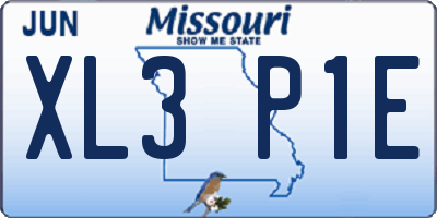 MO license plate XL3P1E
