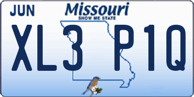 MO license plate XL3P1Q