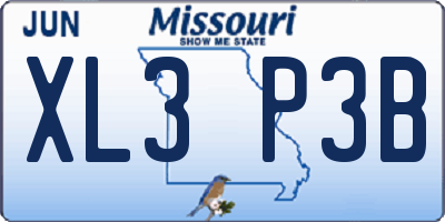 MO license plate XL3P3B