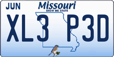MO license plate XL3P3D