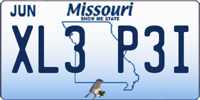 MO license plate XL3P3I