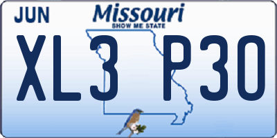 MO license plate XL3P3O