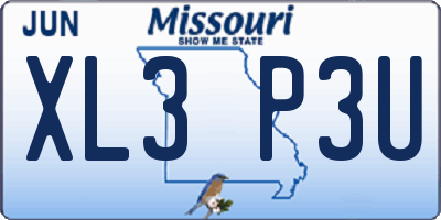 MO license plate XL3P3U