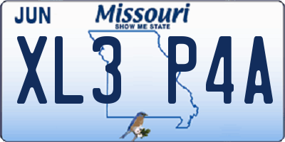 MO license plate XL3P4A