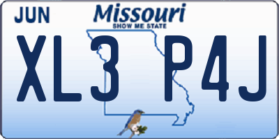 MO license plate XL3P4J