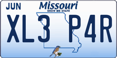 MO license plate XL3P4R
