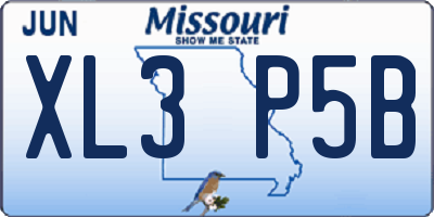 MO license plate XL3P5B