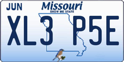 MO license plate XL3P5E