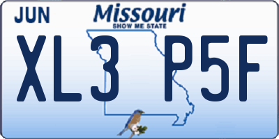 MO license plate XL3P5F