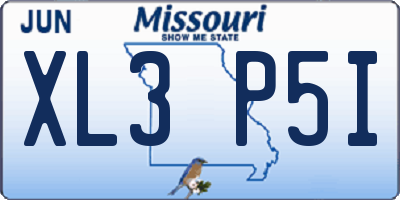 MO license plate XL3P5I