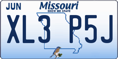 MO license plate XL3P5J