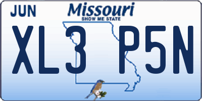MO license plate XL3P5N