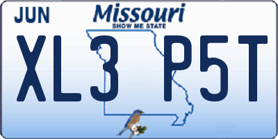 MO license plate XL3P5T