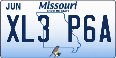 MO license plate XL3P6A