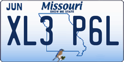 MO license plate XL3P6L