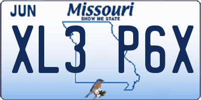 MO license plate XL3P6X