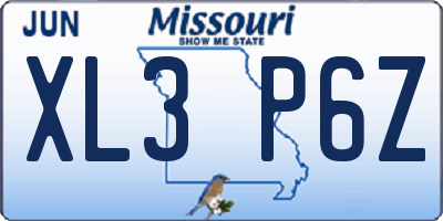 MO license plate XL3P6Z