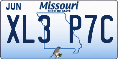 MO license plate XL3P7C