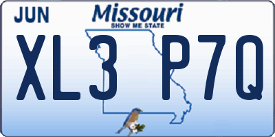 MO license plate XL3P7Q