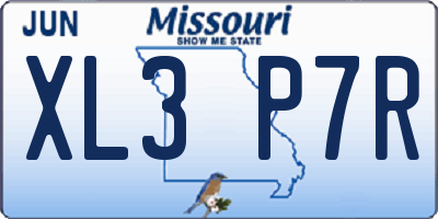 MO license plate XL3P7R