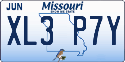 MO license plate XL3P7Y