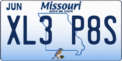 MO license plate XL3P8S
