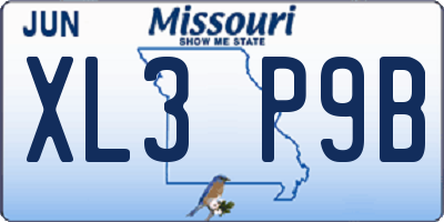 MO license plate XL3P9B