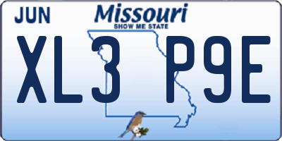 MO license plate XL3P9E