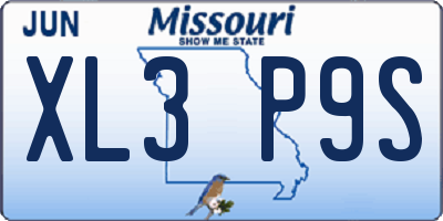 MO license plate XL3P9S