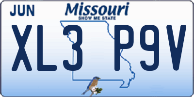 MO license plate XL3P9V