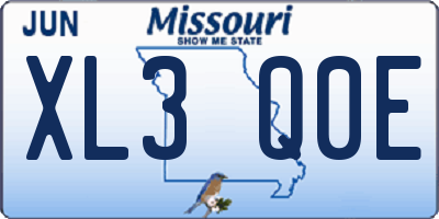 MO license plate XL3Q0E