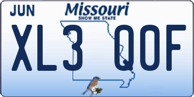 MO license plate XL3Q0F
