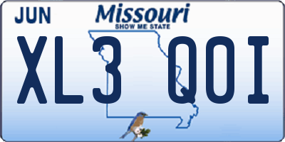 MO license plate XL3Q0I