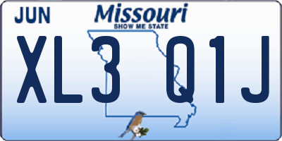 MO license plate XL3Q1J