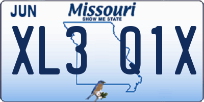 MO license plate XL3Q1X