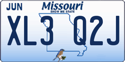 MO license plate XL3Q2J