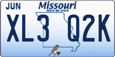 MO license plate XL3Q2K