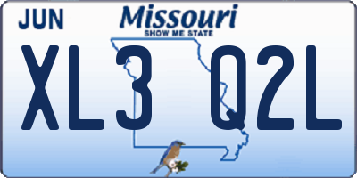 MO license plate XL3Q2L