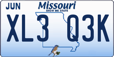 MO license plate XL3Q3K