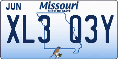 MO license plate XL3Q3Y